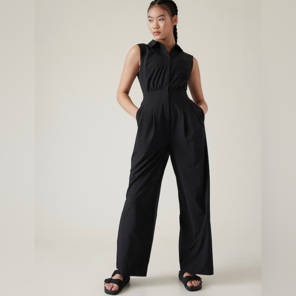 NWT-Athleta Black Brooklyn Heights Wide Leg Jumpsuit, Size 4 Tall